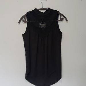 Heart soul black tank with lace detail